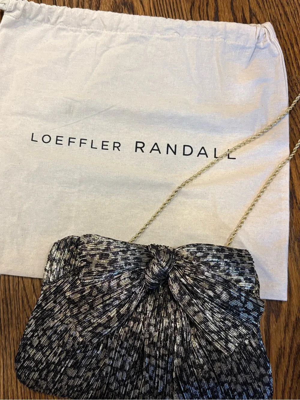 Loeffler Randall Black & Gold Rayne Clutch (Can also be worn as a shoulder bag)
